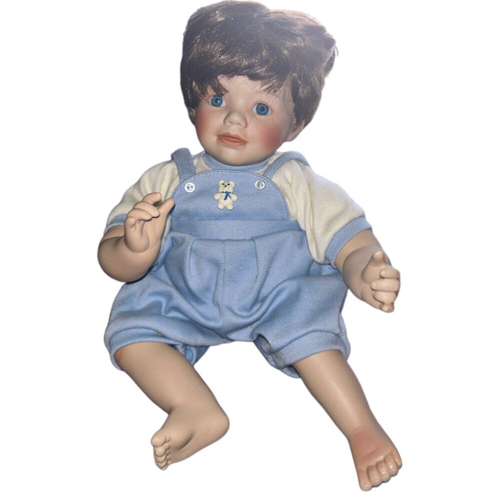 Brown Haired Danbury Mint Susan Wakeen Baby Boy Doll Soft Body Porcelain